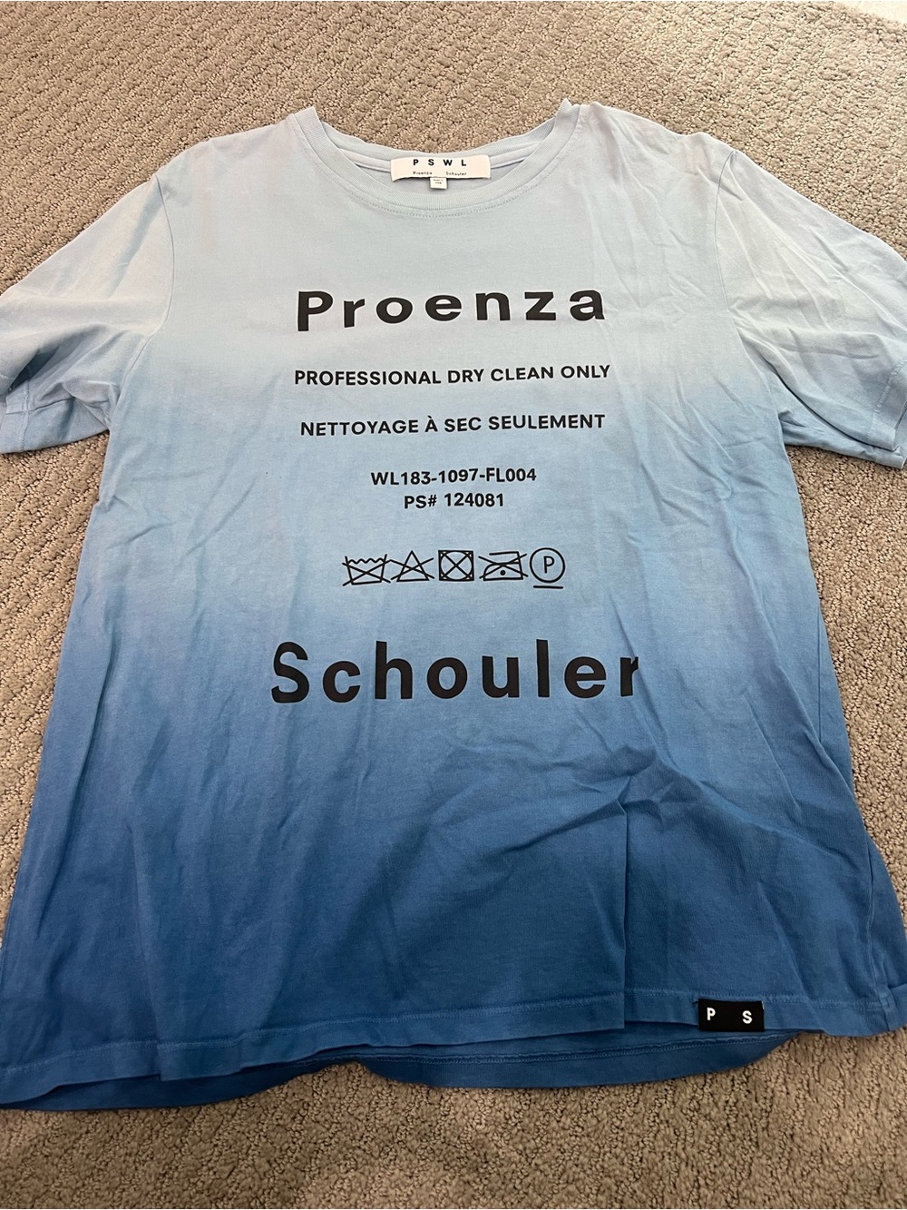 Proenza Schouler Blue Ombre Logo Short Sleeve Tee